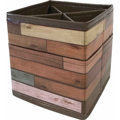 Teacher Created Resources® Vinyl Desktop Organizer,  5.25 x 5.25 x 5.5, Reclaimed Wood Design (TC