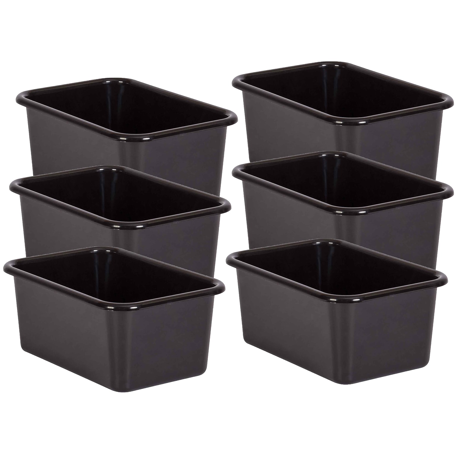 Teacher Created Resources® Plastic Storage Bin, 7.75 x 11.38 x 5, Black, Pack of 6 (TCR20380-6)