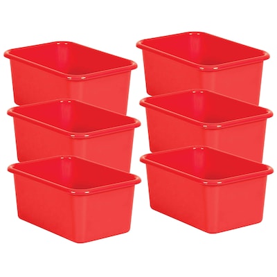 Teacher Created Resources® Plastic Storage Bin, 7.75 x 11.38 x 5, Red, Pack of 6 (TCR20385-6)