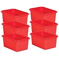 Teacher Created Resources® Plastic Storage Bin, 7.75 x 11.38 x 5, Red, Pack of 6 (TCR20385-6)