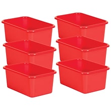 Teacher Created Resources® Plastic Storage Bin, 7.75 x 11.38 x 5, Red, Pack of 6 (TCR20385-6)