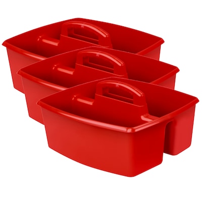 Storex Plastic Large Caddy, 13" x 11" x 6.375", Red, Pack of 3 (STX00954U06C-3)