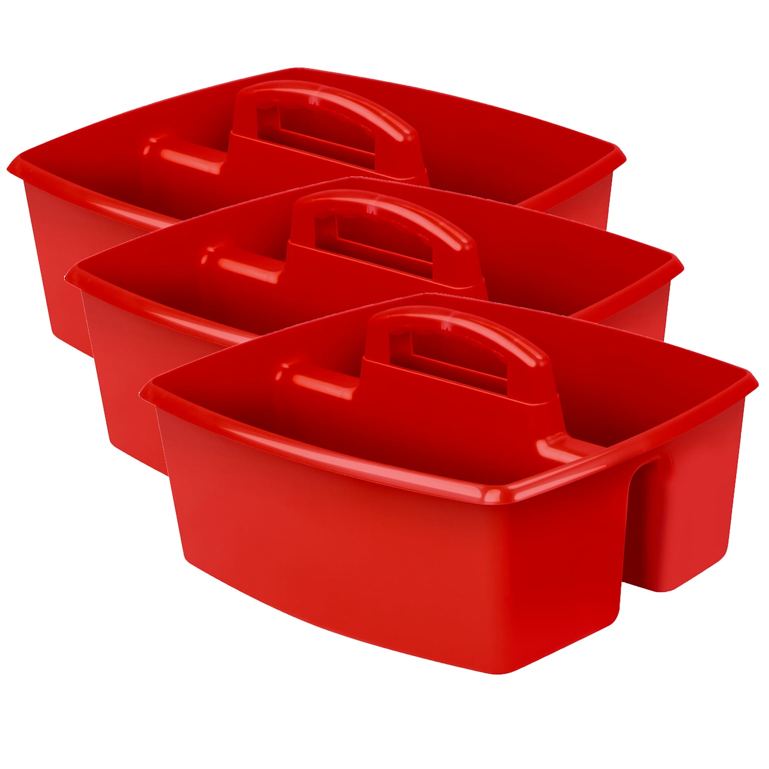 Storex Plastic Large Caddy, 13 x 11 x 6.375, Red, Pack of 3 (STX00954U06C-3)