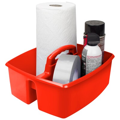 Storex Plastic Large Caddy, 13 x 11 x 6.375, Red, Pack of 3 (STX00954U06C-3)