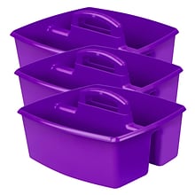Storex Plastic Large Caddy, 13 x 11 x 6.375, Purple, Pack of 3 (STX00955U06C-3)