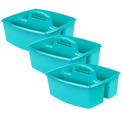 Storex Plastic Large Caddy, 13 x 11 x 6.375, Teal, Pack of 3 (STX00959U06C-3)