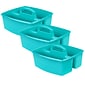 Storex Plastic Large Caddy, 13" x 11" x 6.375", Teal, Pack of 3 (STX00959U06C-3)