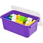 Storex Plastic Small Cubby Bin with Lid, 12.2" x 7.8" x 5.1", Purple, Pack of 2 (STX62411U06C-2)