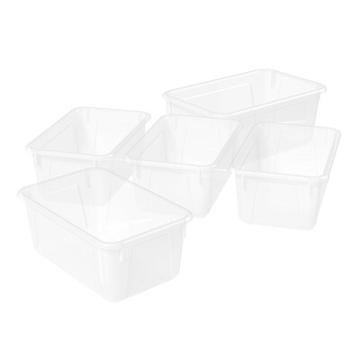 Storex Polypropylene Small Cubby Bin, 12.2 x 7.8 x 5.1, Clear, Pack of 5 (STX62461U05C)