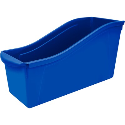 Storex Plastic Large Book Bin, 14.3" x 5.3" x 7", Blue, Pack of 6 (STX71101U06C-6)