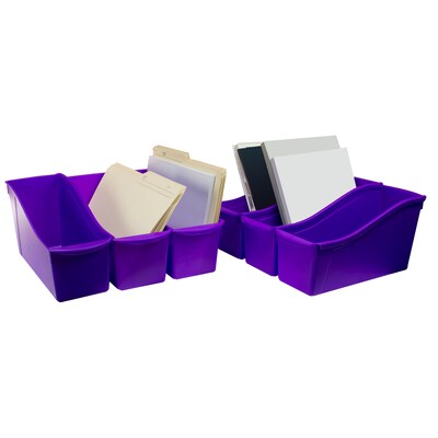 Storex Plastic Large Book Bins, 14.3 x 5.3 x 7, Purple, 6/Bundle (STX71103U06C-6)