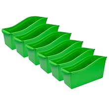 Storex Plastic Large Book Bin, 14.3 x 5.3 x 7, Green, Pack of 6 (STX71104U06C-6)