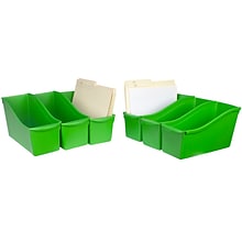 Storex Plastic Large Book Bin, 14.3 x 5.3 x 7, Green, Pack of 6 (STX71104U06C-6)