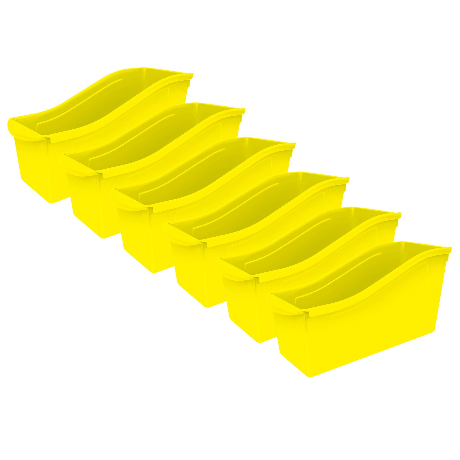 Storex Plastic Large Book Bin, 14.3 x 5.3 x 7, Yellow, Pack of 6 (STX71105U06C-6)