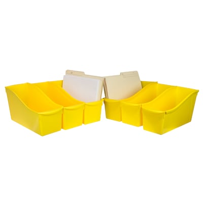 Storex Plastic Large Book Bin, 14.3" x 5.3" x 7", Yellow, Pack of 6 (STX71105U06C-6)