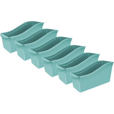 Storex Plastic Large Book Bin, 14.3 x 5.3 x 7, Teal, Pack of 6 (STX71107U06C-6)