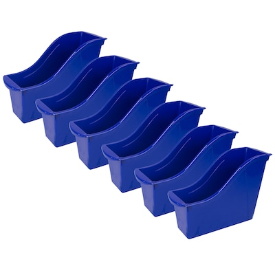 Storex Plastic Small Book Bin, 11.75 x 4.5 x 8.5, Blue, Pack of 6 (STX71108U06C-6)