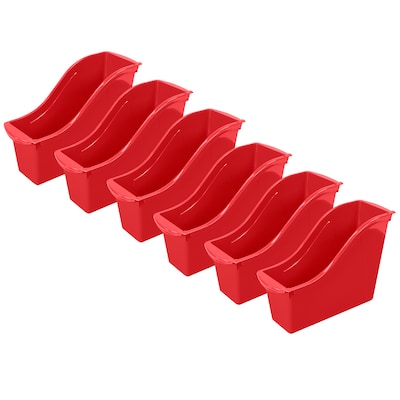 Storex Plastic Small Book Bin, 11.75 x 4.5 x 8.5, Red, Pack of 6 (STX71109U06C-6)