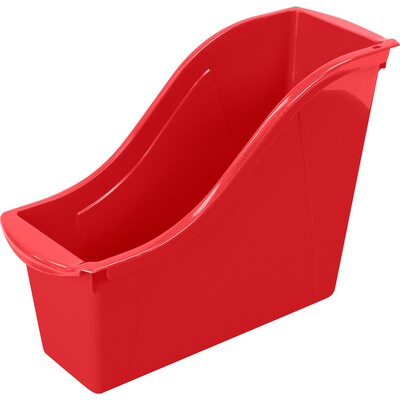 Storex Plastic Small Book Bin, 11.75 x 4.5 x 8.5, Red, Pack of 6 (STX71109U06C-6)