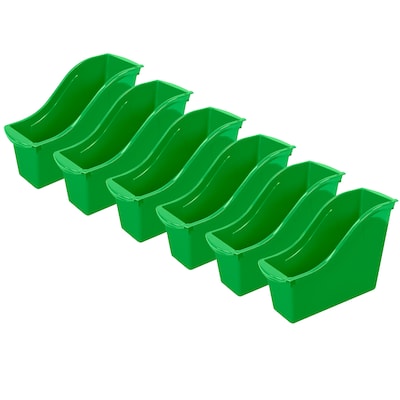 Storex Plastic Small Book Bin, 11.75 x 4.5 x 8.5, Green, Pack of 6 (STX71111U06C-6)