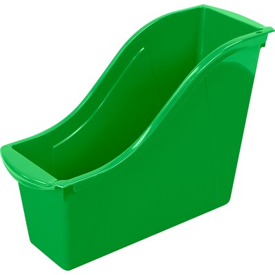 Storex Plastic Small Book Bin, 11.75" x 4.5" x 8.5", Green, Pack of 6 (STX71111U06C-6)