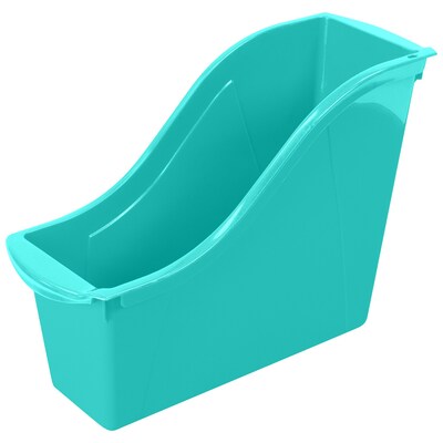 Storex Plastic Small Book Bin, 11.75" x 4.5" x 8.5", Teal, Pack of 6 (STX71114U06C-6)