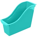 Storex Plastic Small Book Bin, 11.75 x 4.5 x 8.5, Teal, Pack of 6 (STX71114U06C-6)