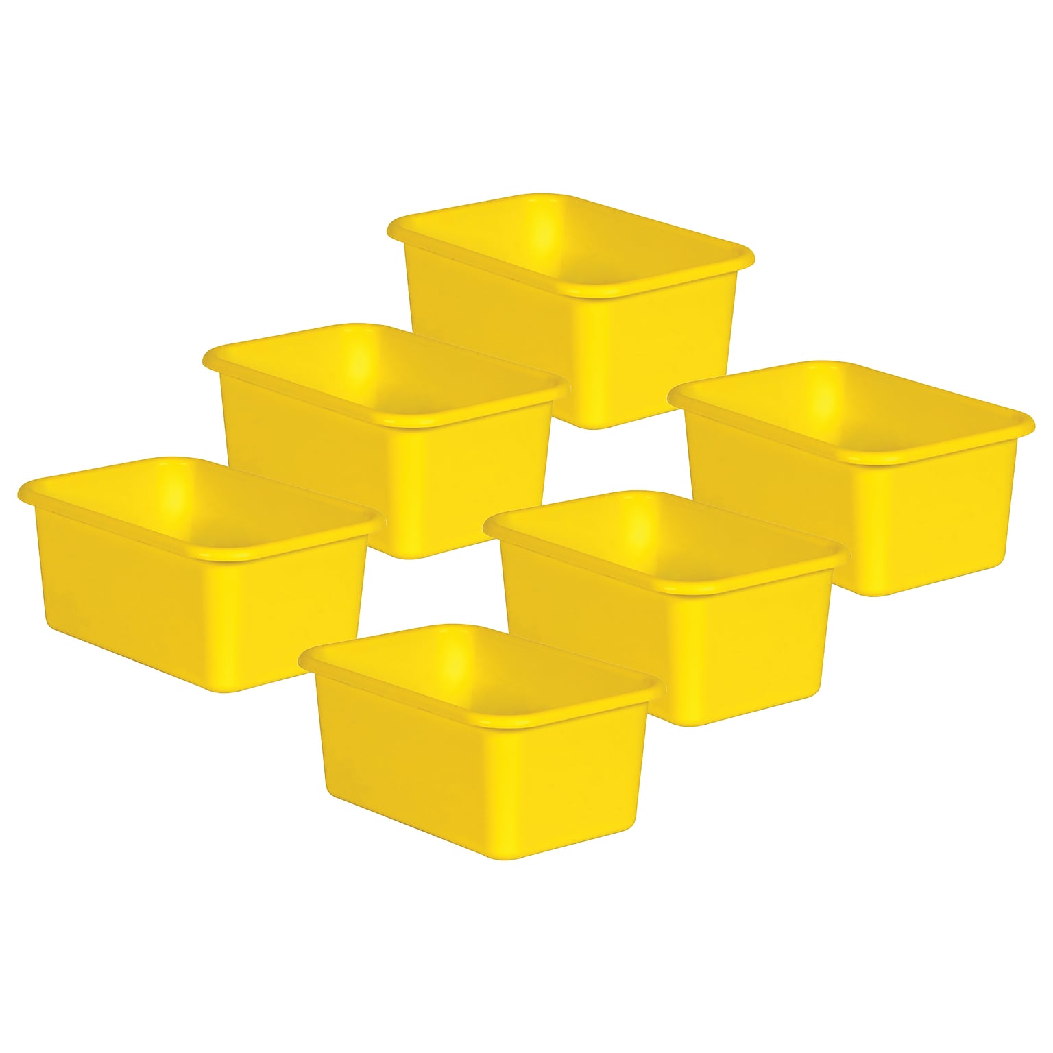 Teacher Created Resources® Plastic Storage Bin, Small, 7.75 x 11.38 x 5 , Yellow, Pack of 6 (TCR20392-6)