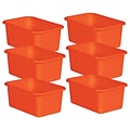 Teacher Created Resources® Plastic Storage Bin, Small, 7.75 x 11.38 x 5 , Orange, Pack of 6 (TCR2