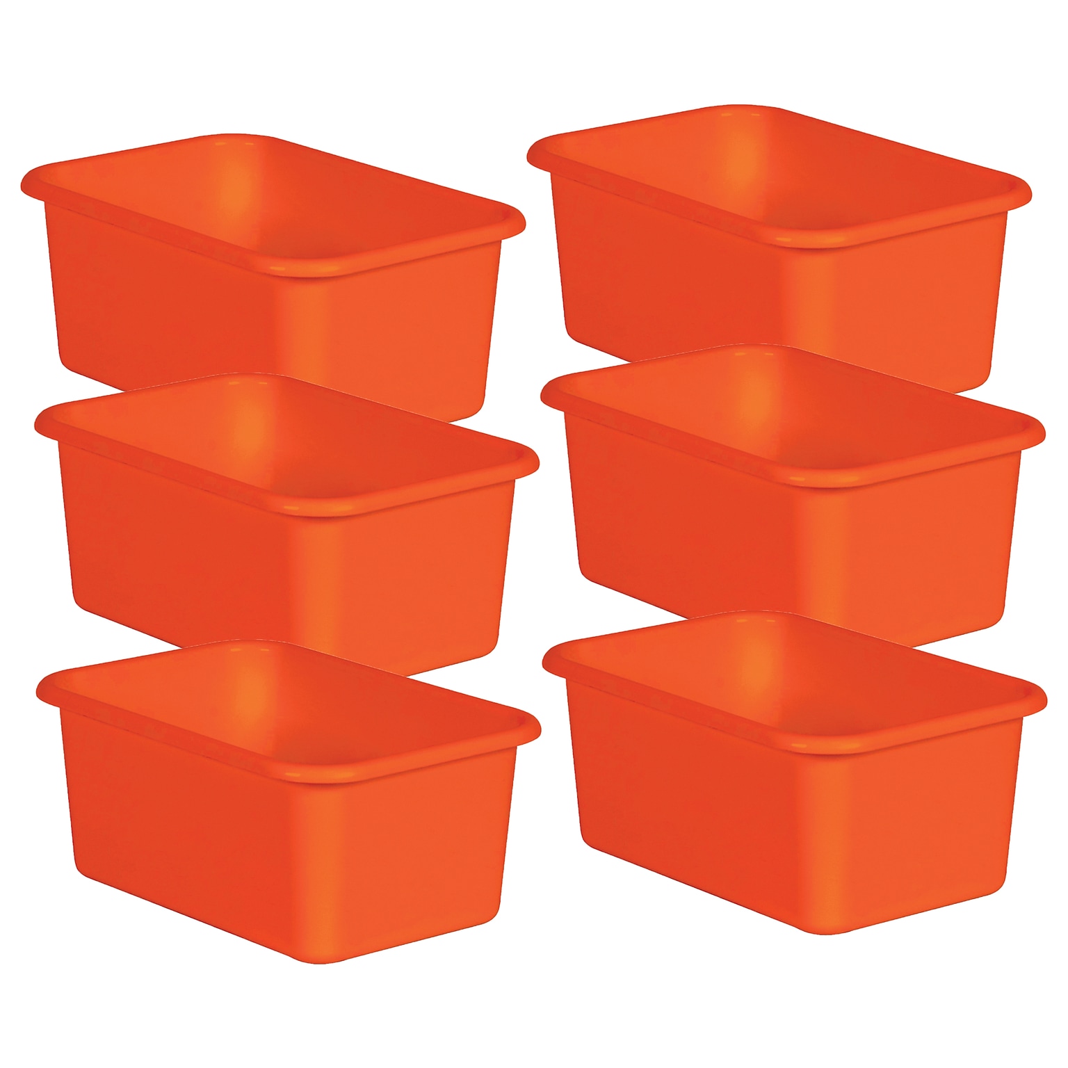 Teacher Created Resources® Plastic Storage Bin, Small, 7.75 x 11.38 x 5 , Orange, Pack of 6 (TCR20394-6)