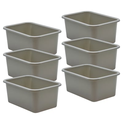 Teacher Created Resources® Plastic Storage Bin, Small, 7.75 x 11.38 x 5 , Gray, Pack of 6 (TCR203