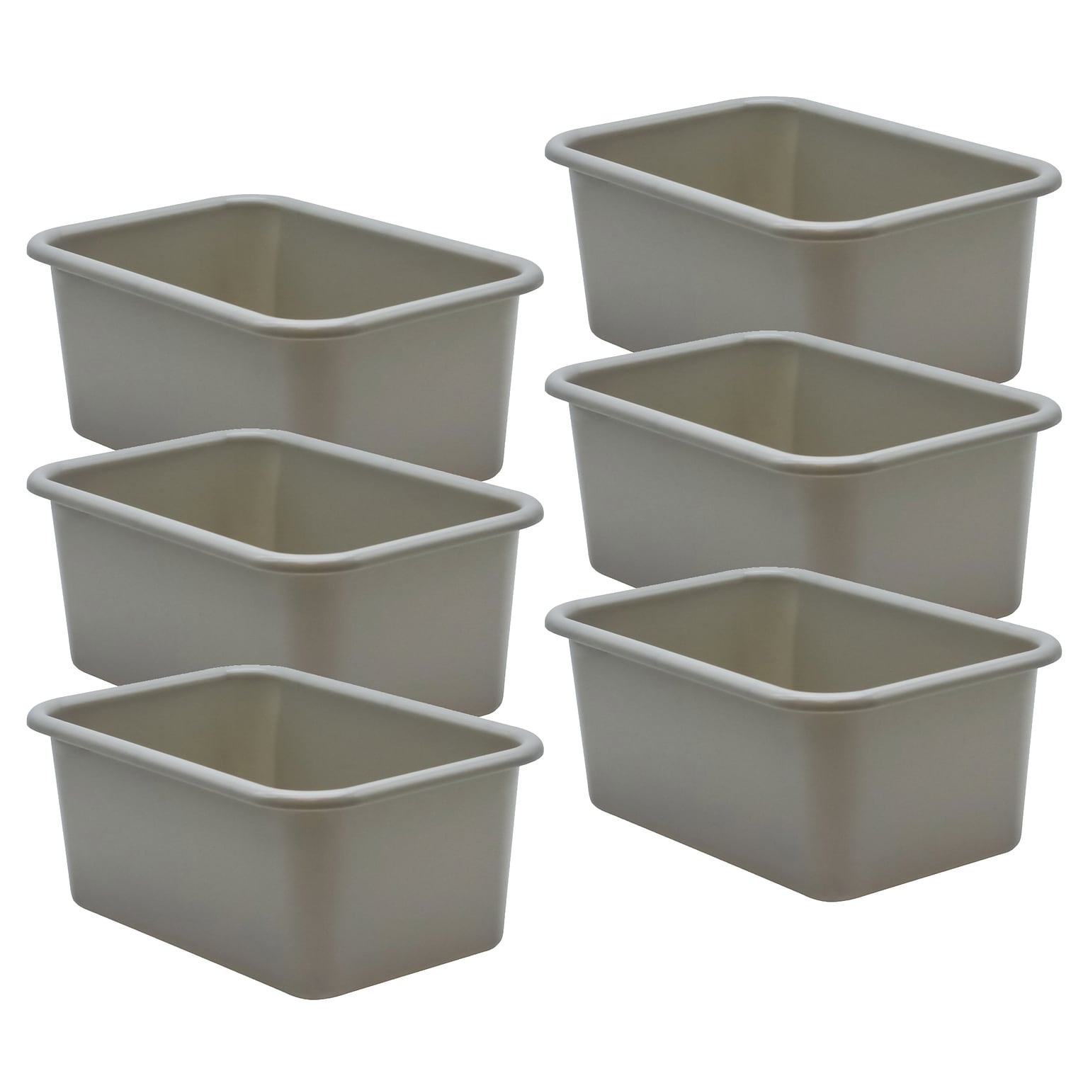 Teacher Created Resources® Plastic Storage Bin, Small, 7.75 x 11.38 x 5 , Gray, Pack of 6 (TCR20395-6)
