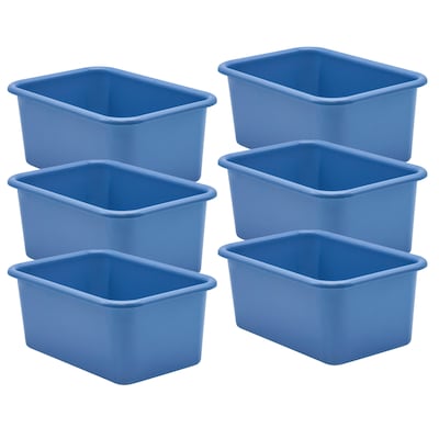 Teacher Created Resources® Plastic Storage Bin, Small, 7.75 x 11.38 x 5 , Slate Blue, Pack of 6 (