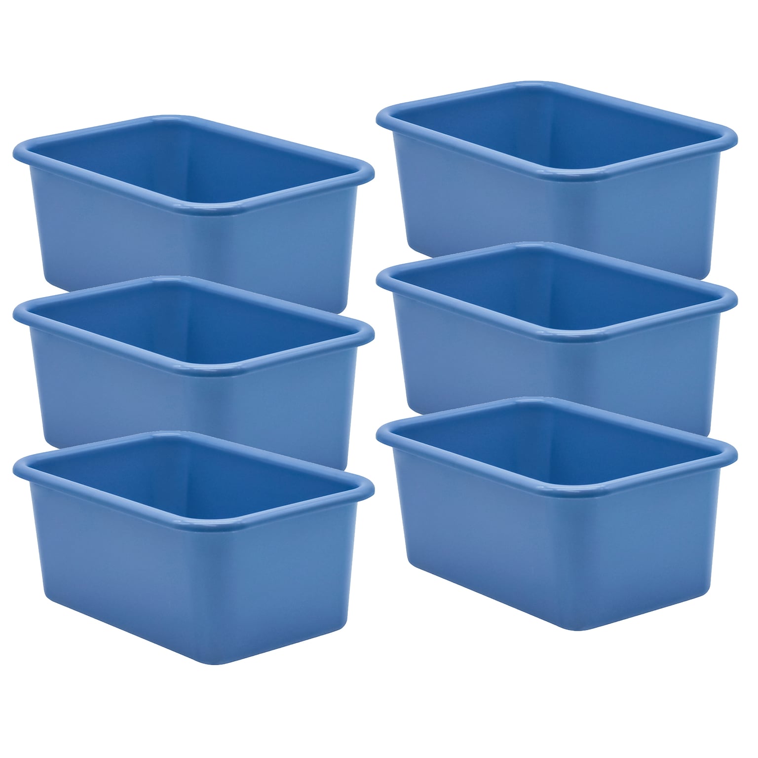 Teacher Created Resources® Plastic Storage Bin, Small, 7.75 x 11.38 x 5 , Slate Blue, Pack of 6 (TCR20397-6)
