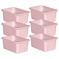 Teacher Created Resources® Plastic Storage Bin, Small, 7.75 x 11.38 x 5 , Blush Pink, Pack of 6 (