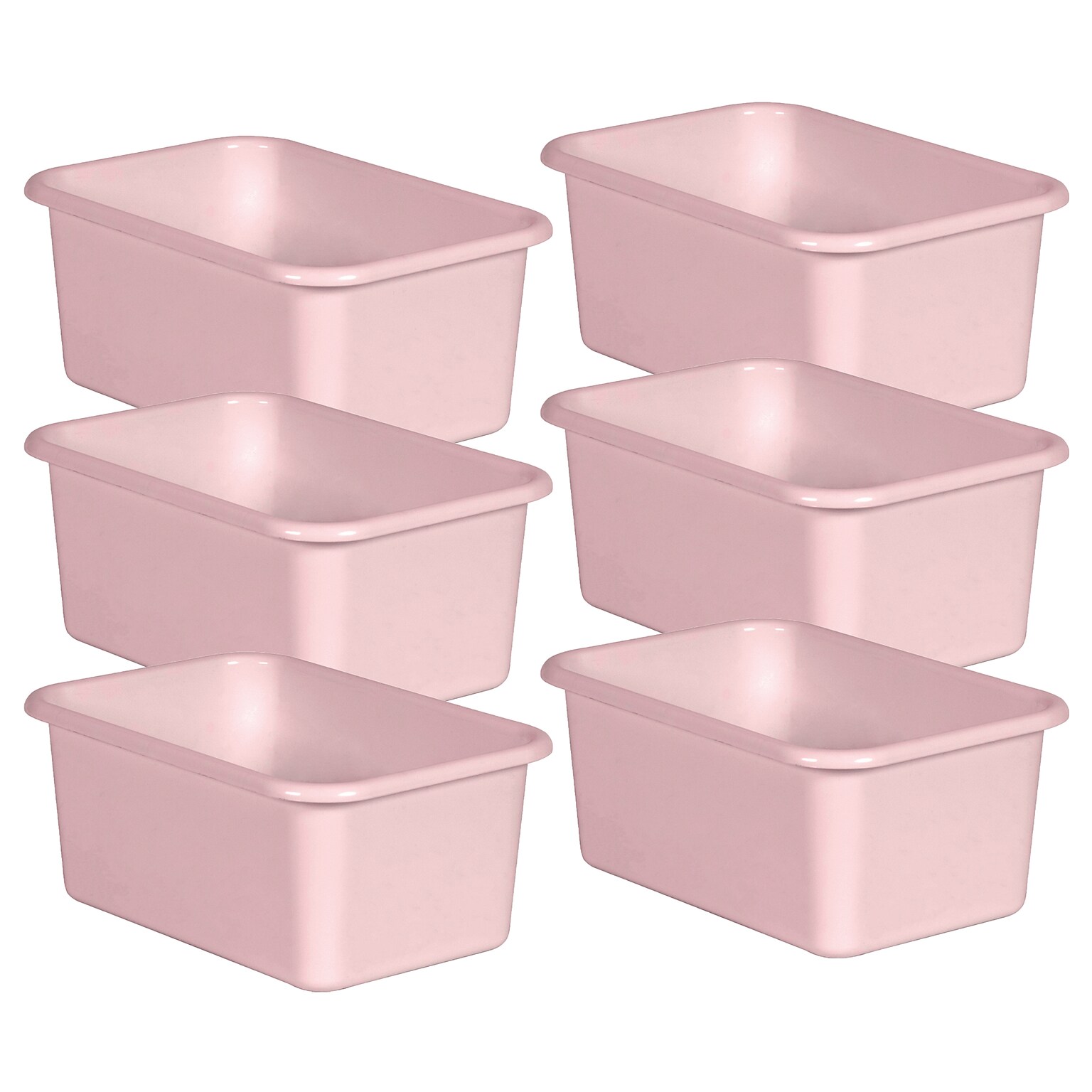Teacher Created Resources® Plastic Storage Bin, Small, 7.75 x 11.38 x 5 , Blush Pink, Pack of 6 (TCR20398-6)