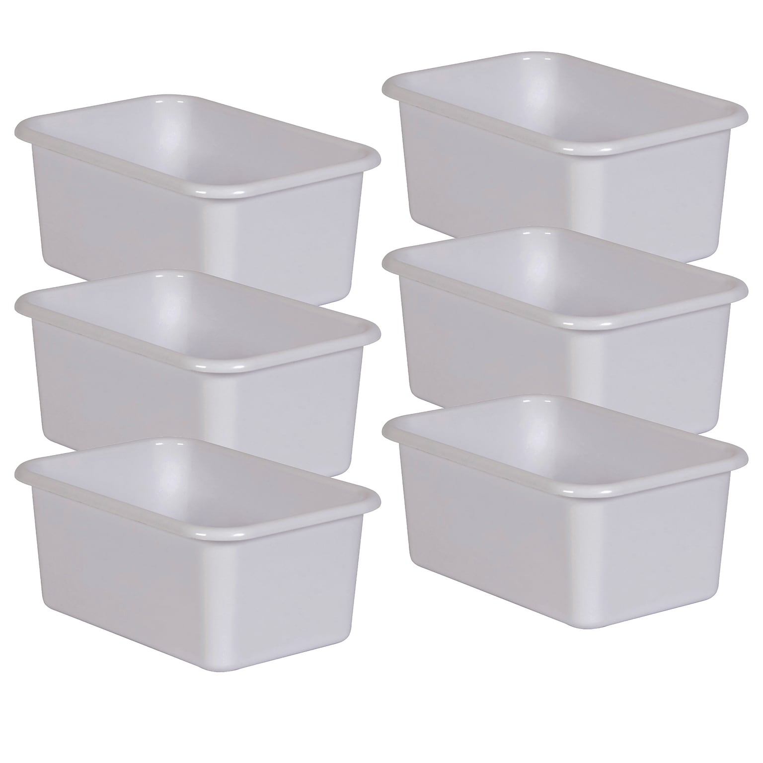 Teacher Created Resources® Plastic Storage Bin, Small, 7.75 x 11.38 x 5 , White, Pack of 6 (TCR20399-6)