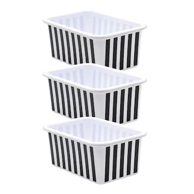 Teacher Created Resources® Plastic Storage Bin, Small, 7.75 x 11.38 x 5 , Black & White Stripes,