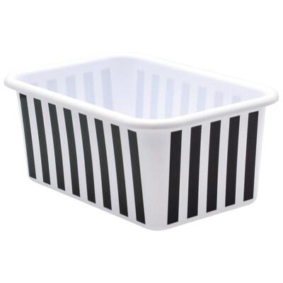 Teacher Created Resources® Plastic Storage Bin, Small, 7.75 x 11.38 x 5 , Black & White Stripes,