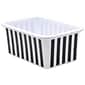 Teacher Created Resources® Plastic Storage Bin, Small, 7.75" x 11.38" x 5" , Black & White Stripes, Pack of 3 (TCR20400-3)