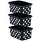 Teacher Created Resources® Plastic Storage Bin, Small, 7.75 x 11.38 x 5 , White Polka Dots on Bla