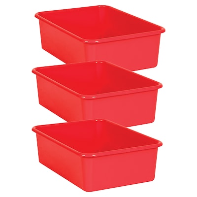 Teacher Created Resources® Plastic Storage Bin, Large, 16.25" x 11.5" x 5", Red, Pack of 3 (TCR20404-3)