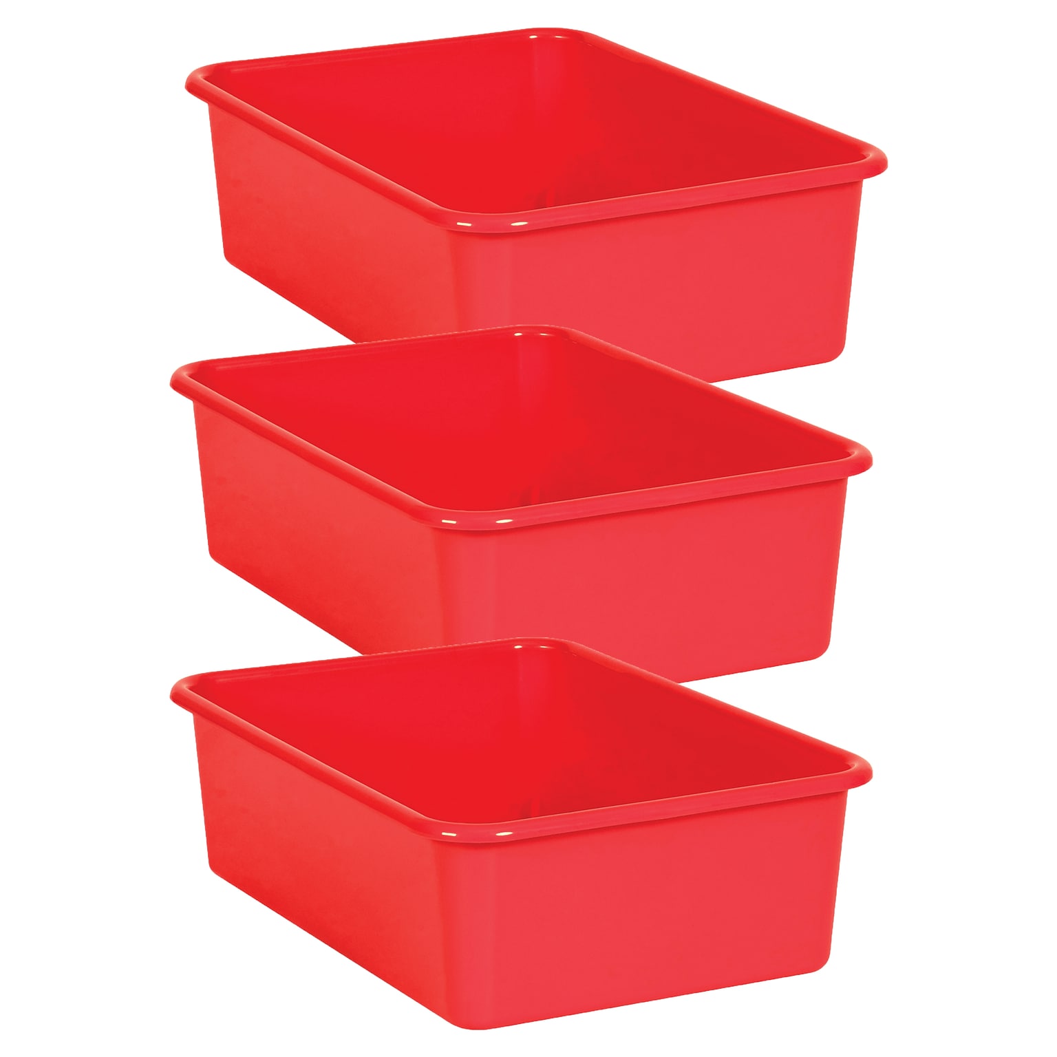 Teacher Created Resources® Plastic Storage Bin, Large, 16.25 x 11.5 x 5, Red, Pack of 3 (TCR20404-3)