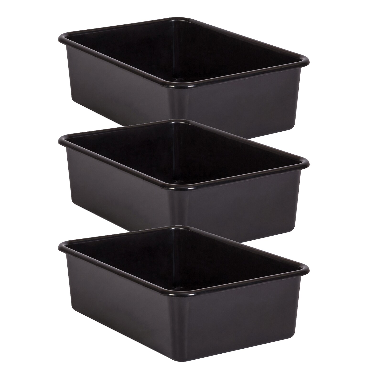 Teacher Created Resources® Plastic Storage Bin, Large, 16.25 x 11.5 x 5, Black, Pack of 3 (TCR20406-3)