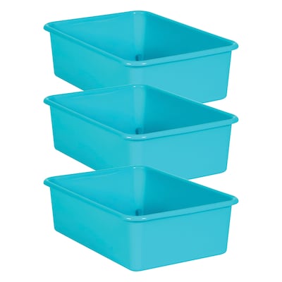 Teacher Created Resources® Plastic Storage Bin, Large, 16.25 x 11.5 x 5,  Teal, Pack of 3 (TCR2040