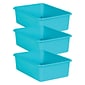 Teacher Created Resources® Plastic Storage Bin, Large, 16.25" x 11.5" x 5", Teal, Pack of 3 (TCR20407-3)