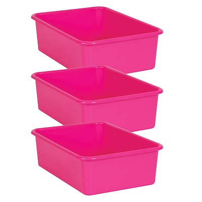 Teacher Created Resources® Plastic Storage Bin, Large, 16.25 x 11.5 x 5, Pink, Pack of 3 (TCR2040