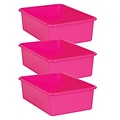 Teacher Created Resources® Plastic Storage Bin, Large, 16.25 x 11.5 x 5, Pink, Pack of 3 (TCR2040