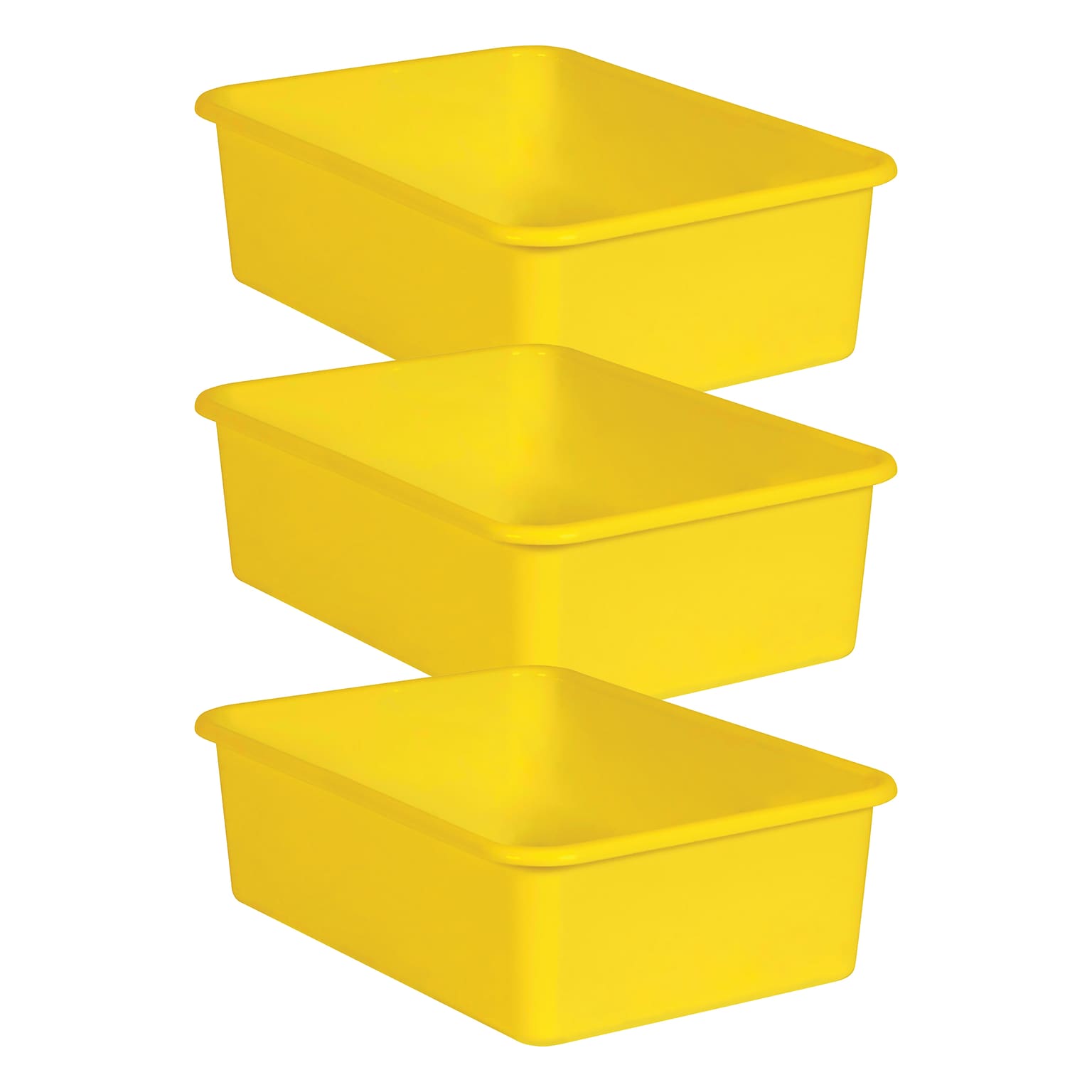 Teacher Created Resources® Plastic Storage Bin, Large, 16.25 x 11.5 x 5, Yellow, Pack of 3 (TCR20410-3)