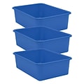Teacher Created Resources® Plastic Storage Bin, Large, 16.25 x 11.5 x 5, Blue, Pack of 3 (TCR2041
